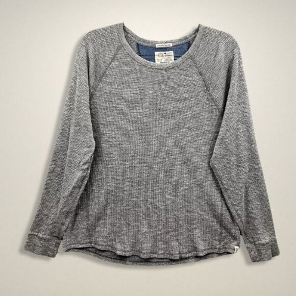 Lucky Brand Lived‎ In Thermal Sweatshirts Crew Neckline Waffle Knit Gray M Small - Picture 1 of 8
